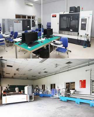 Xưởng cơ khí với các máy tiện, máy cắt laser tại Trường ĐH Duy Tân